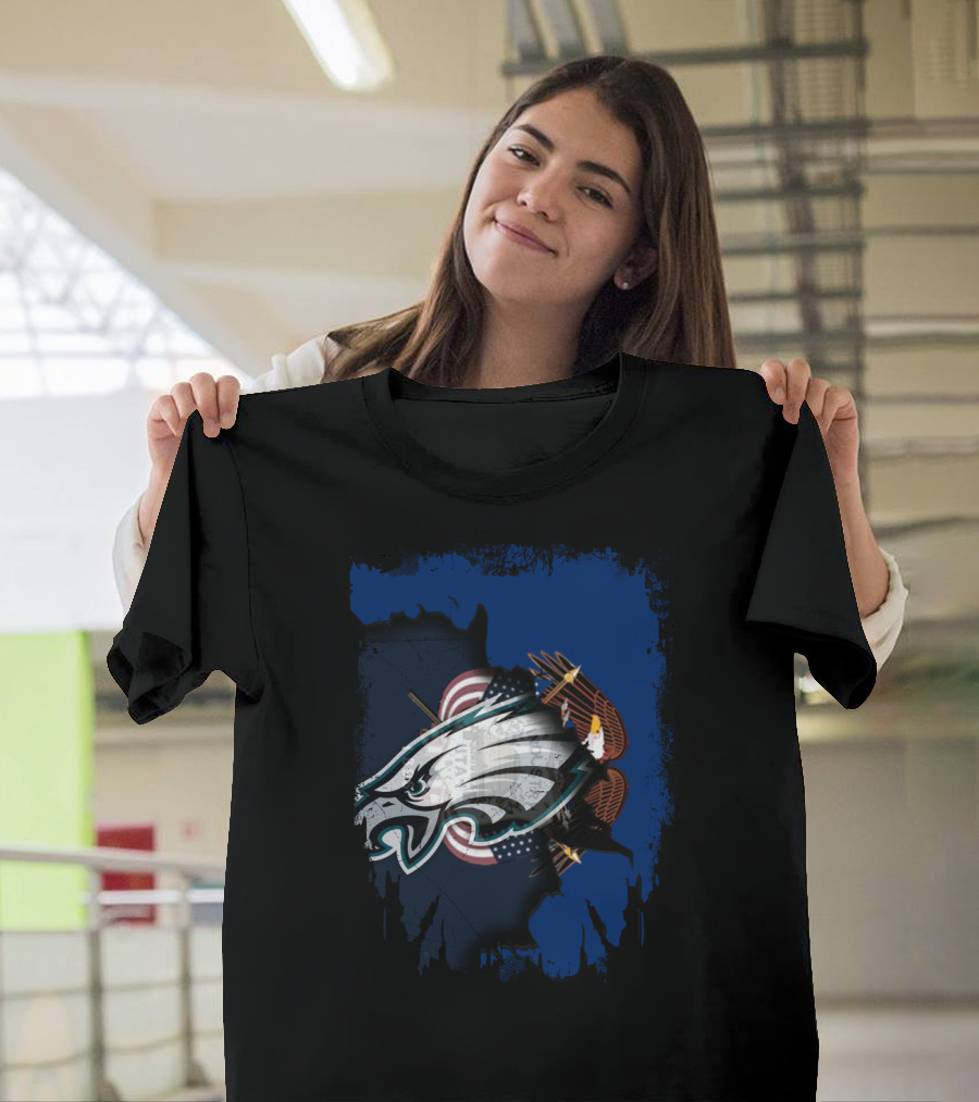 Together Utah Philadelphia Eagles USA Flag Eagle Fusion T-Shirt