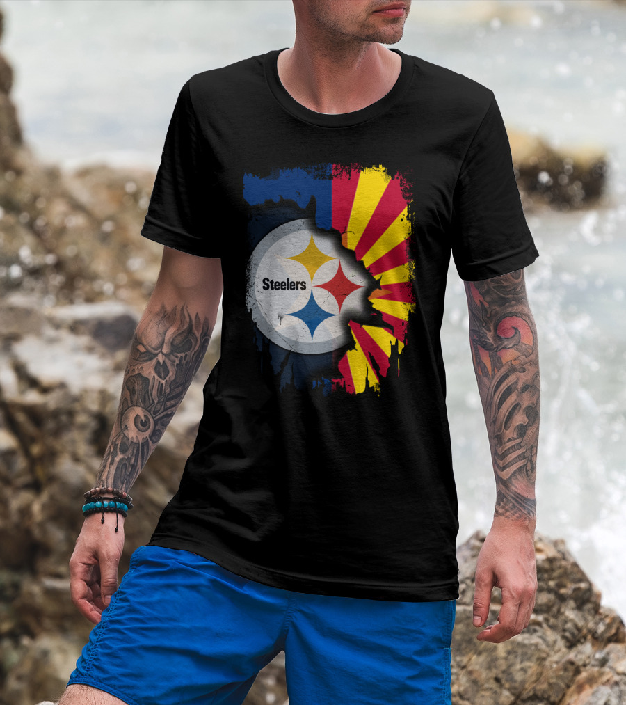 Steelers Logo With Arizona Flag Background T-Shirt