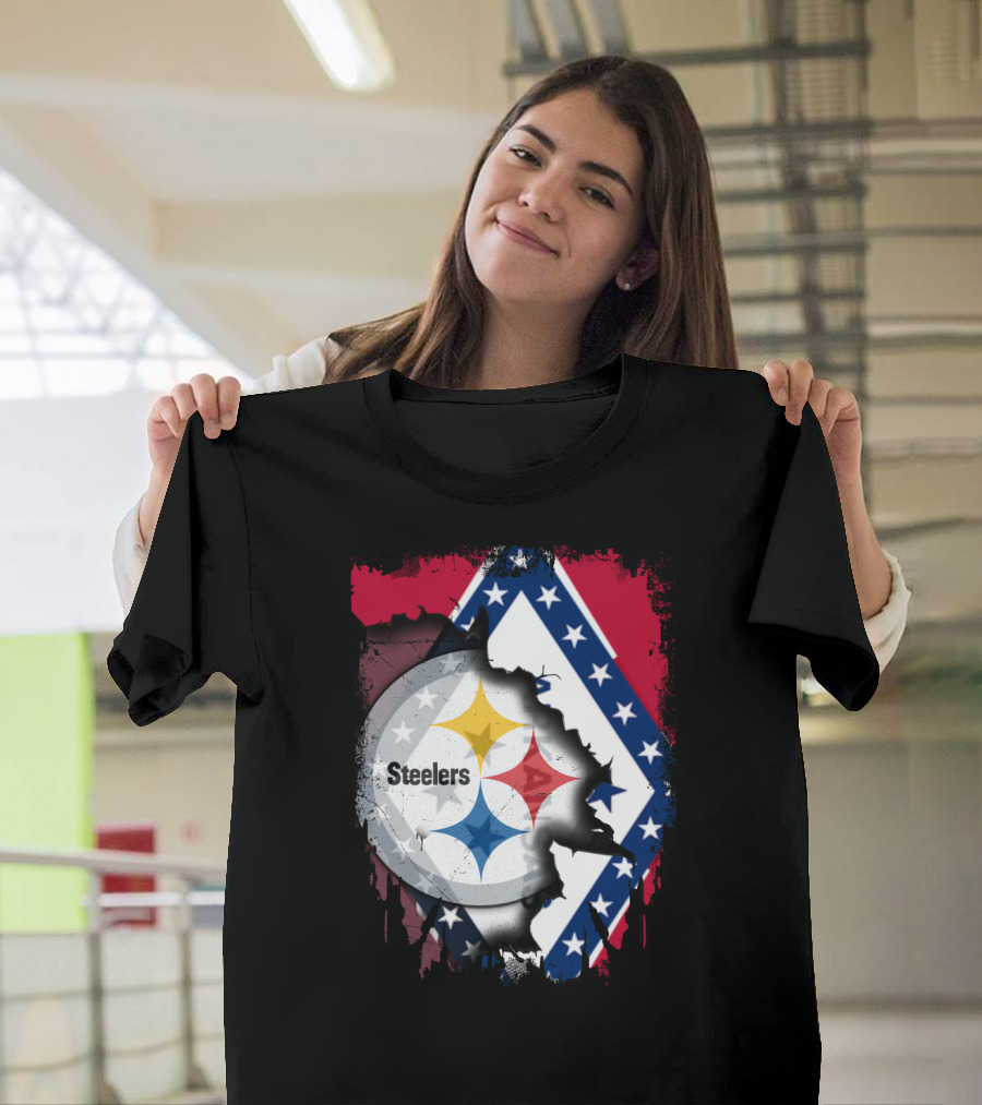 Steelers Meets Arkansas Flag Fusion T-Shirt