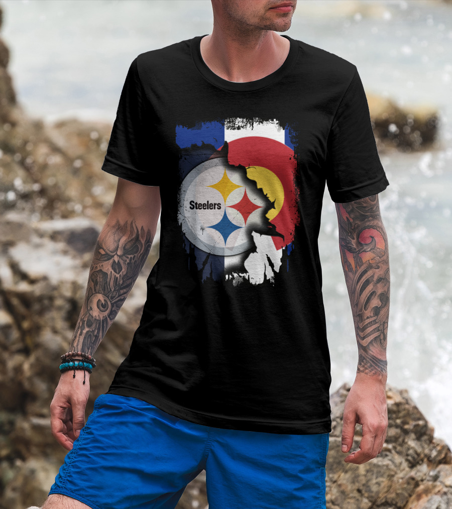 Steelers And Colorado Flag Fusion T-Shirt