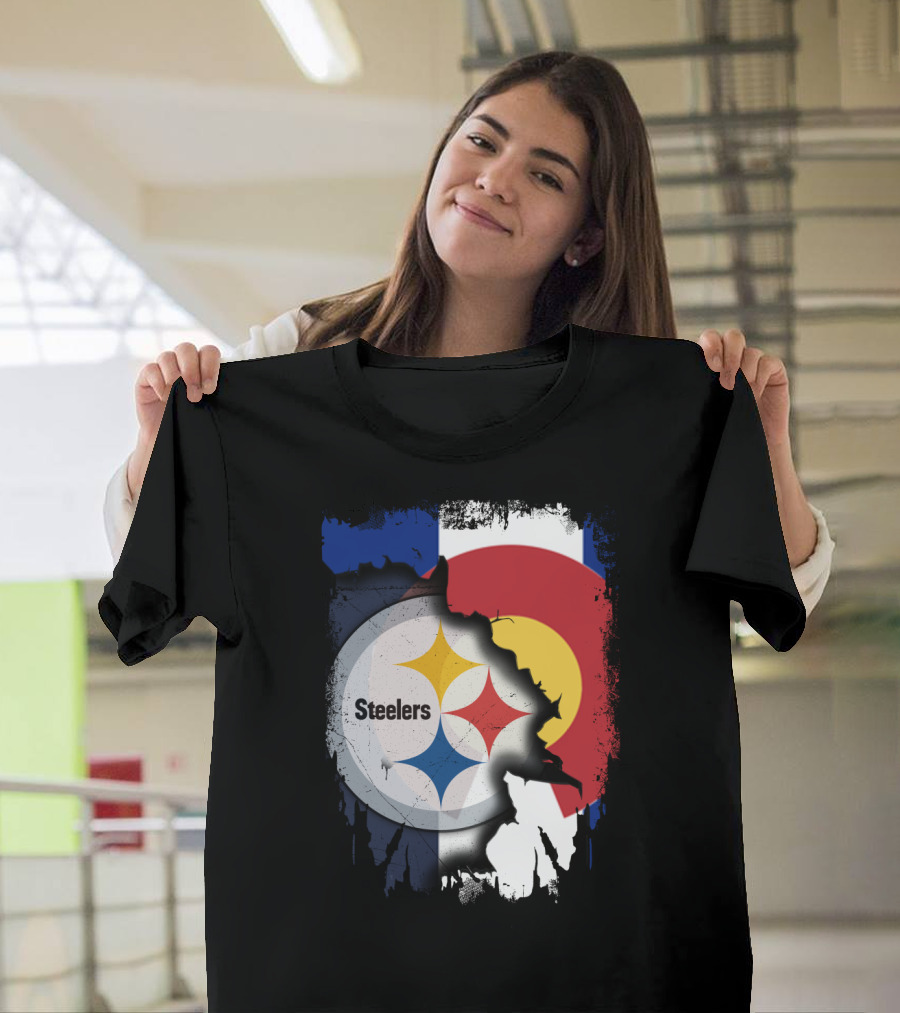 Steelers And Colorado Flag Fusion T-Shirt