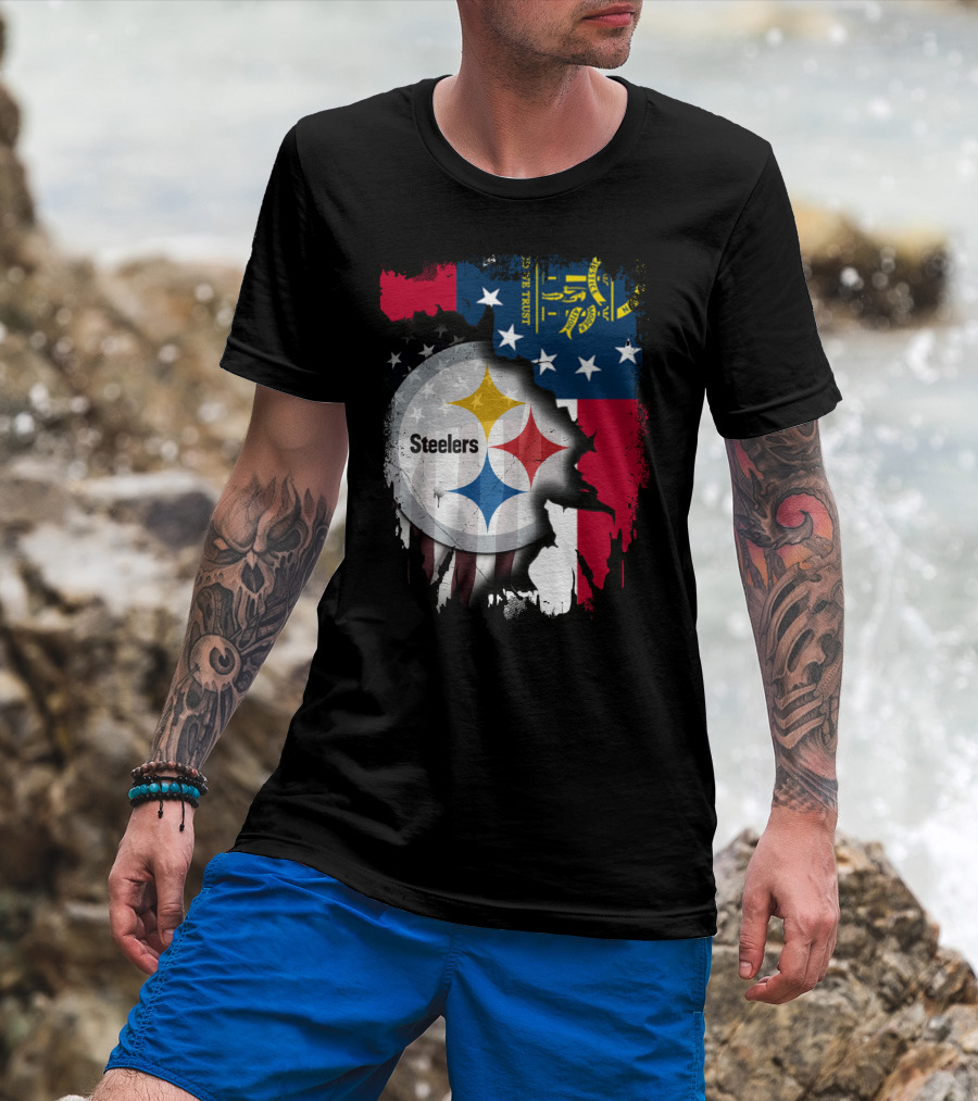 Steelers Over Georgia State Flag Football T-Shirt