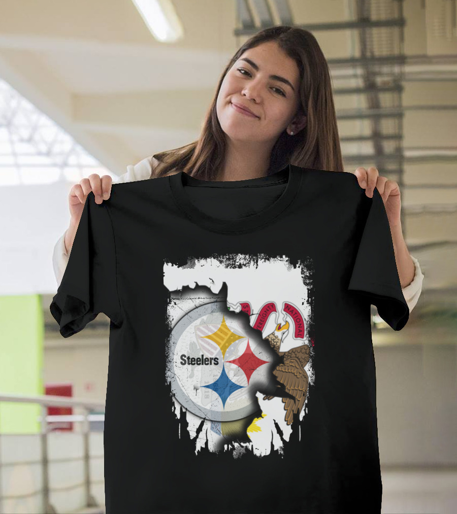 Illinois and Steelers Unity Emblem with State Symbols and NFL T-Shirt