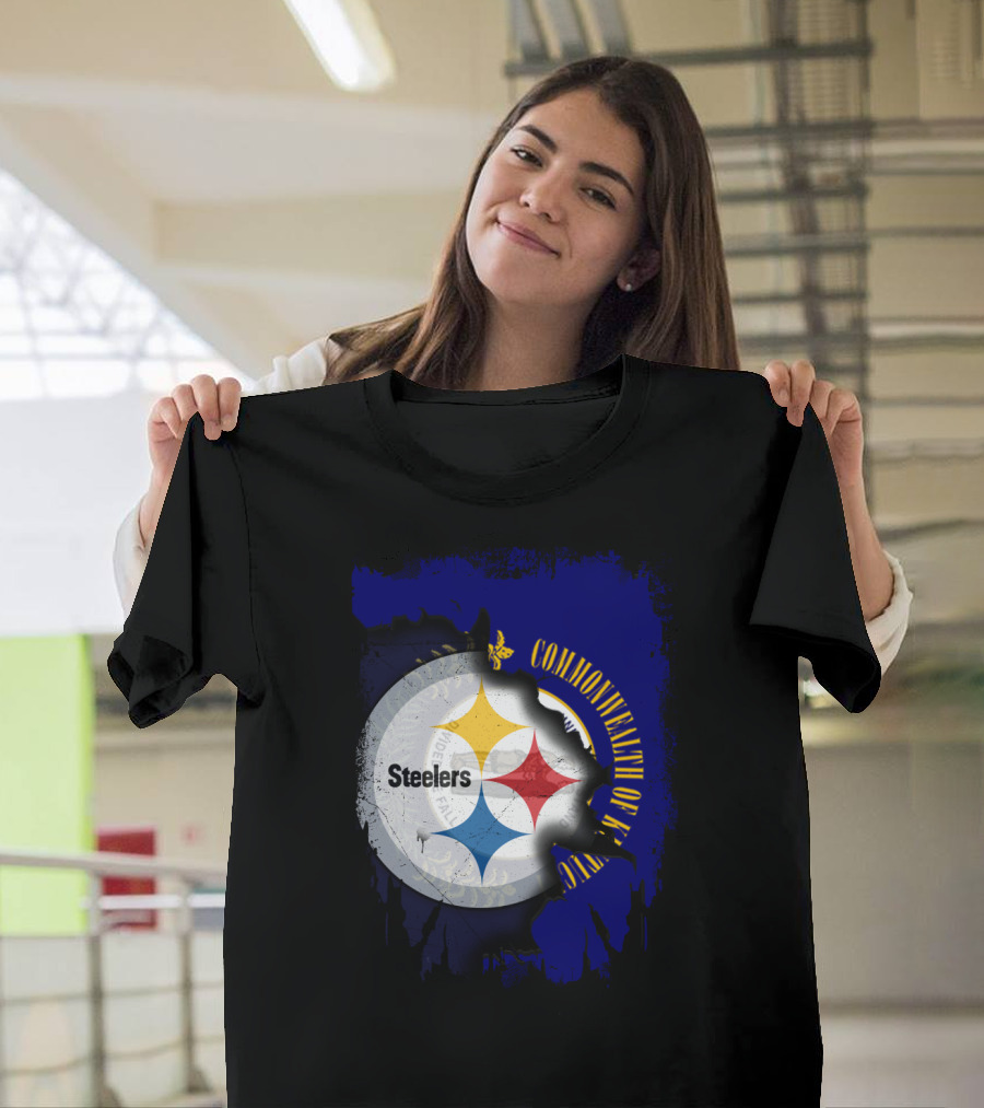 Commonwealth Of Kentucky With Steelers Football T-Shirt