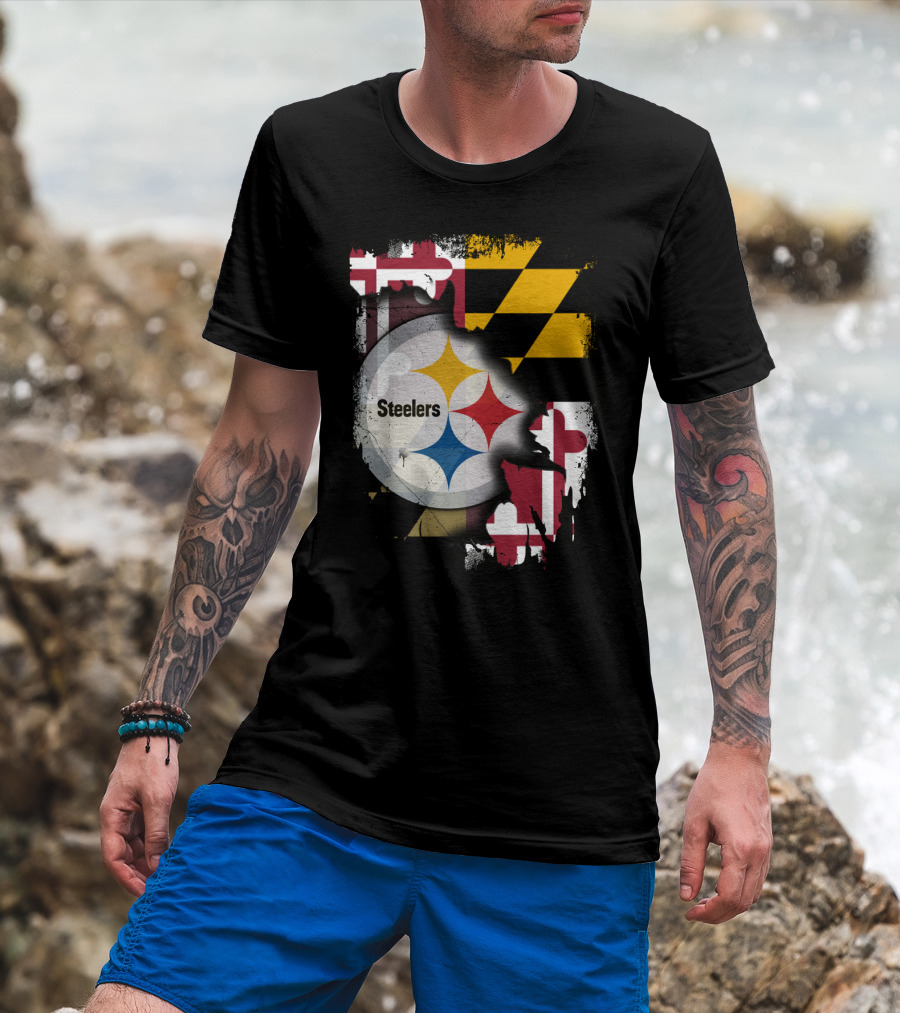 Together Maryland Flag Steelers Logo Fusion T-Shirt
