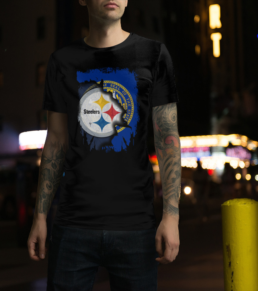 Nebraska State Seal With Steelers Logo Integration T-Shirt