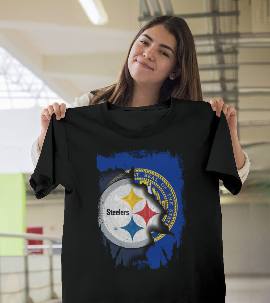 Nebraska State Seal With Steelers Logo Integration T-Shirt