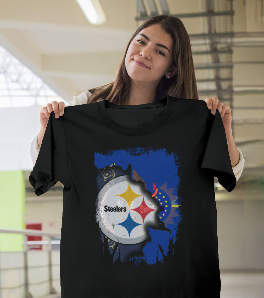 North Dakota And Steelers Fan Unity T-Shirt