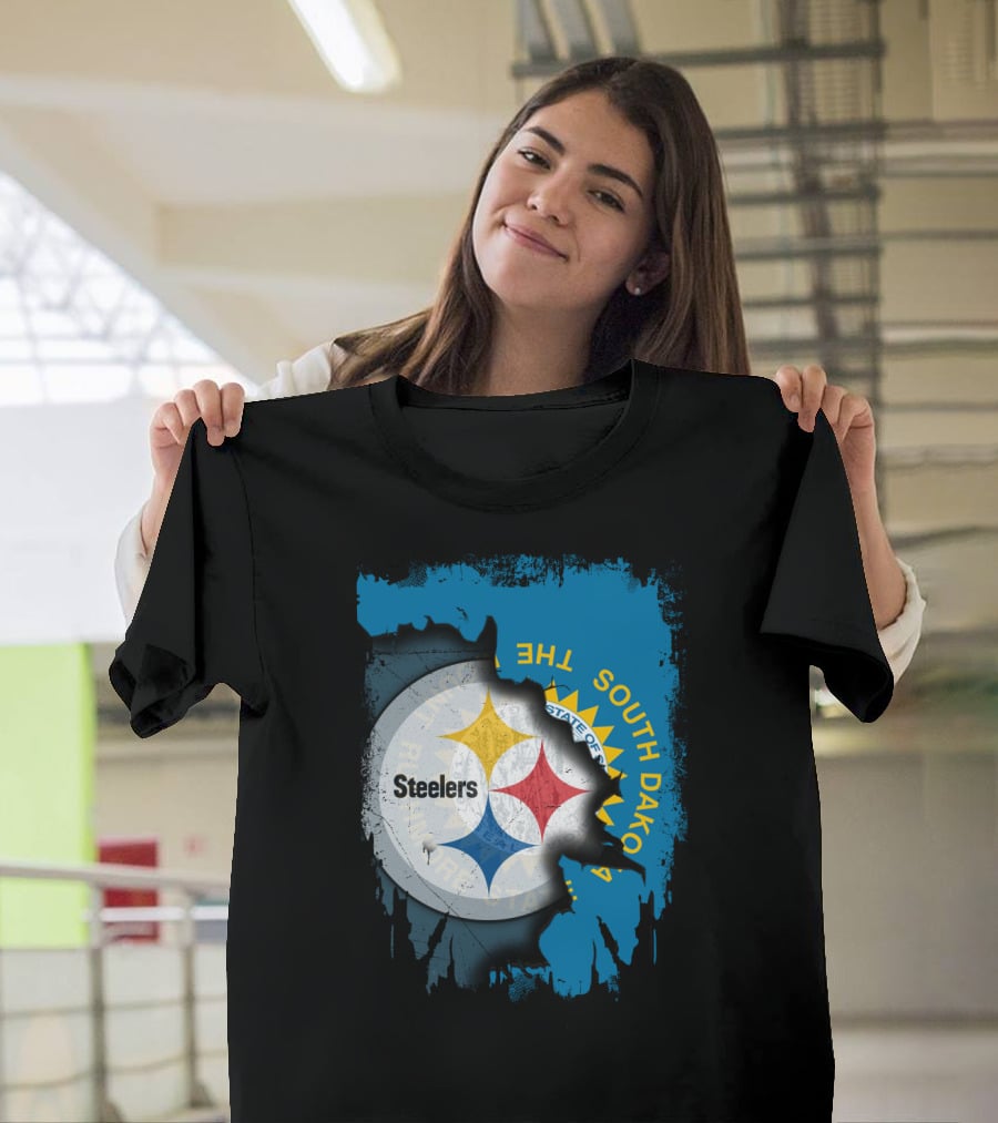 South Dakota State Flag With Steelers Logo Integration T-Shirt