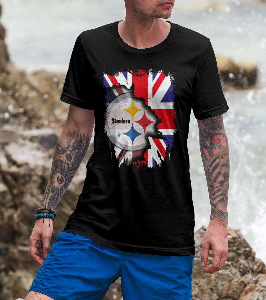 Steelers Union Jack Together United Kingdom Supporters T-Shirt