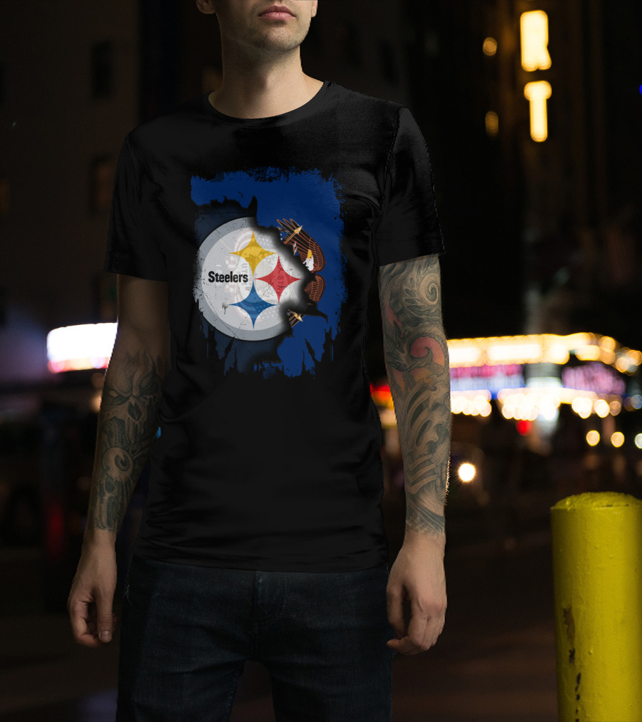 Steelers Eagle Emblem Artwork With Together Utah Integration T-Shirt