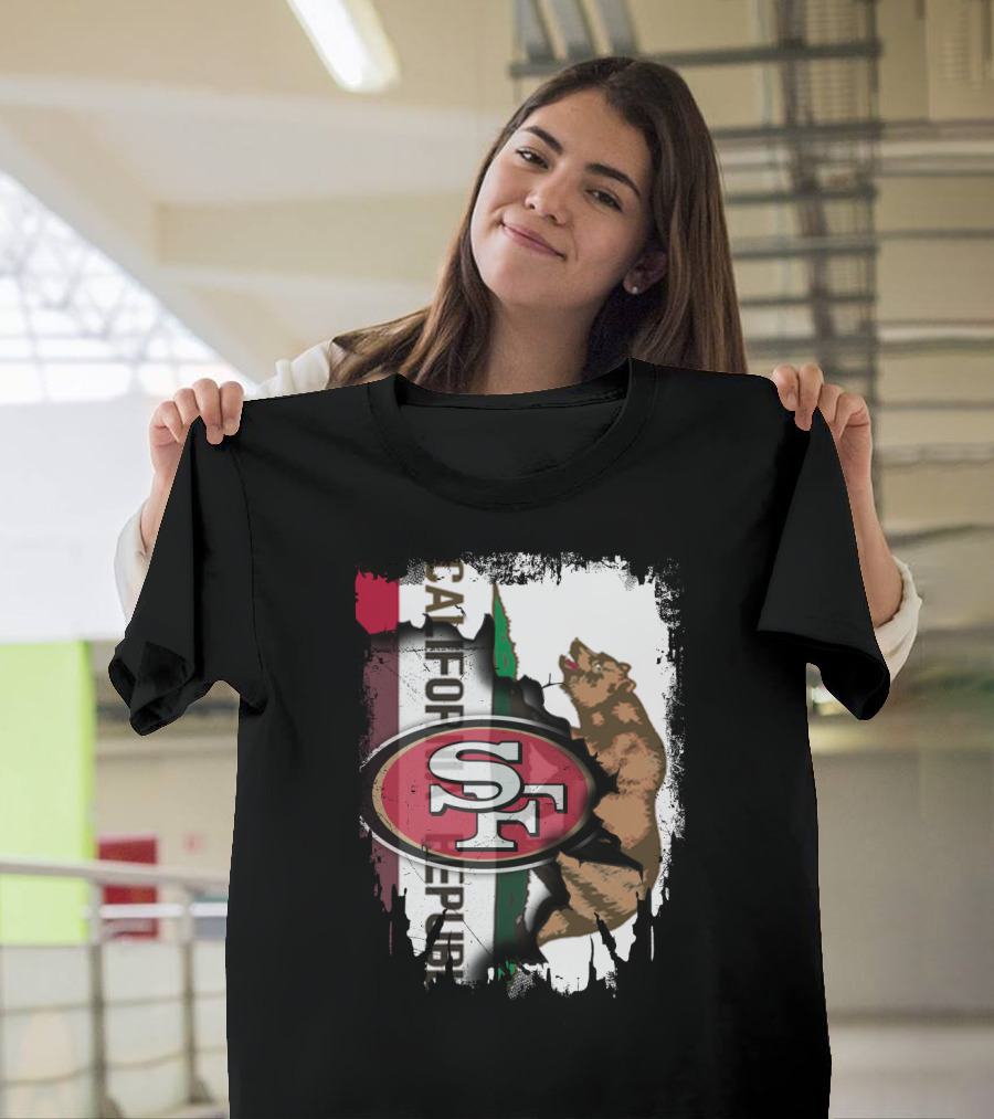 California Republic Bear With 49ers SF T-Shirt