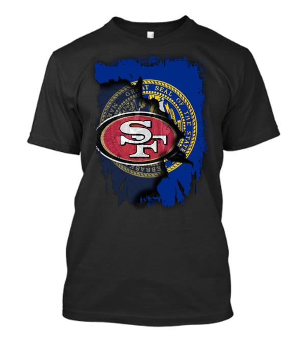 Nebraska Seal With San Francisco 49ers Logo Fusion T-Shirt