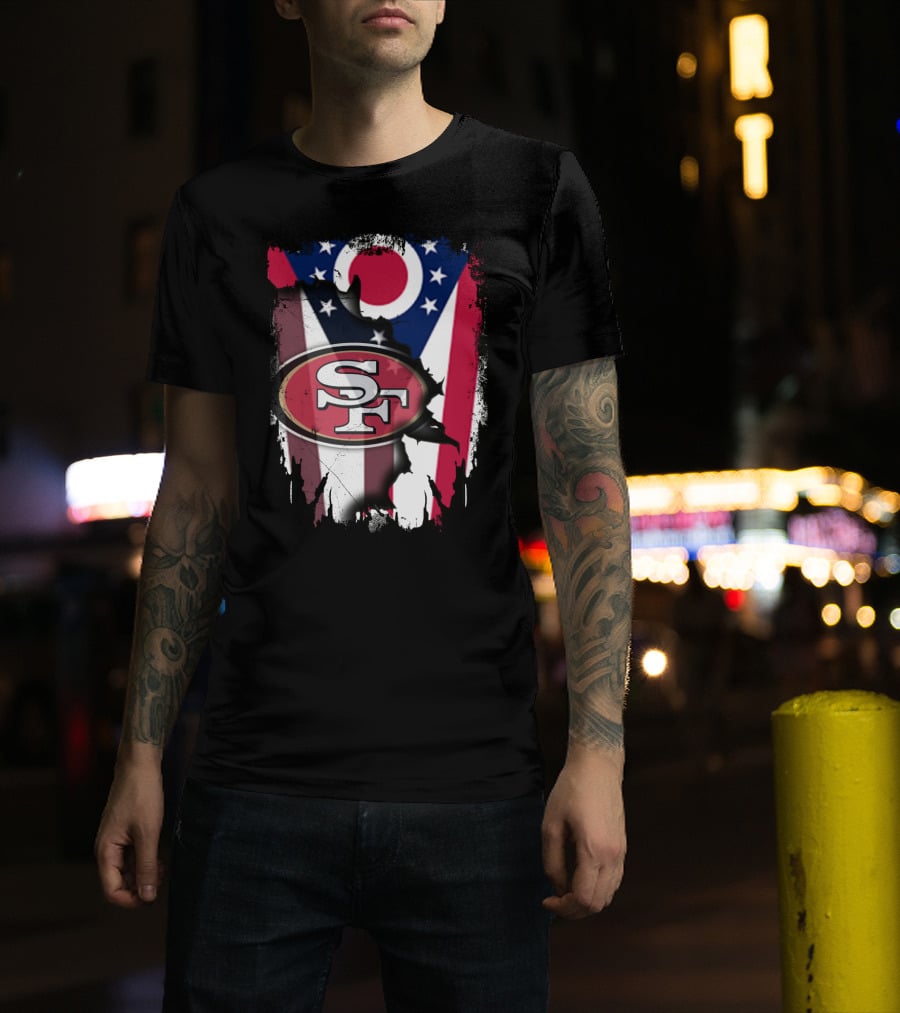 Ohio Flag San Francisco 49ers Sf Logo Fusion T-Shirt