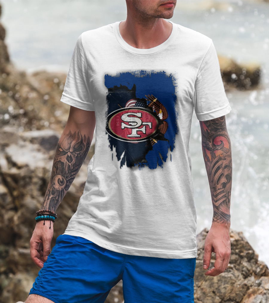 49ers And Eagle With American Flag T-Shirt