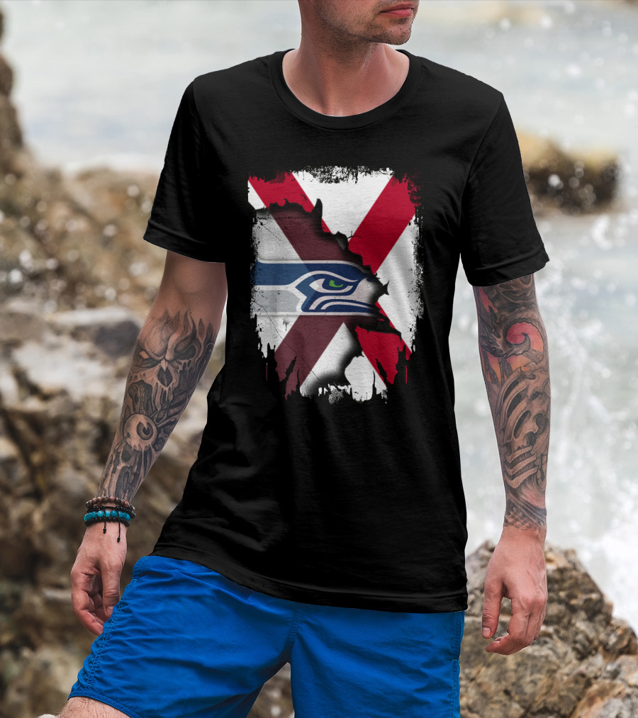 Alabama Cross With Seahawks T-Shirt