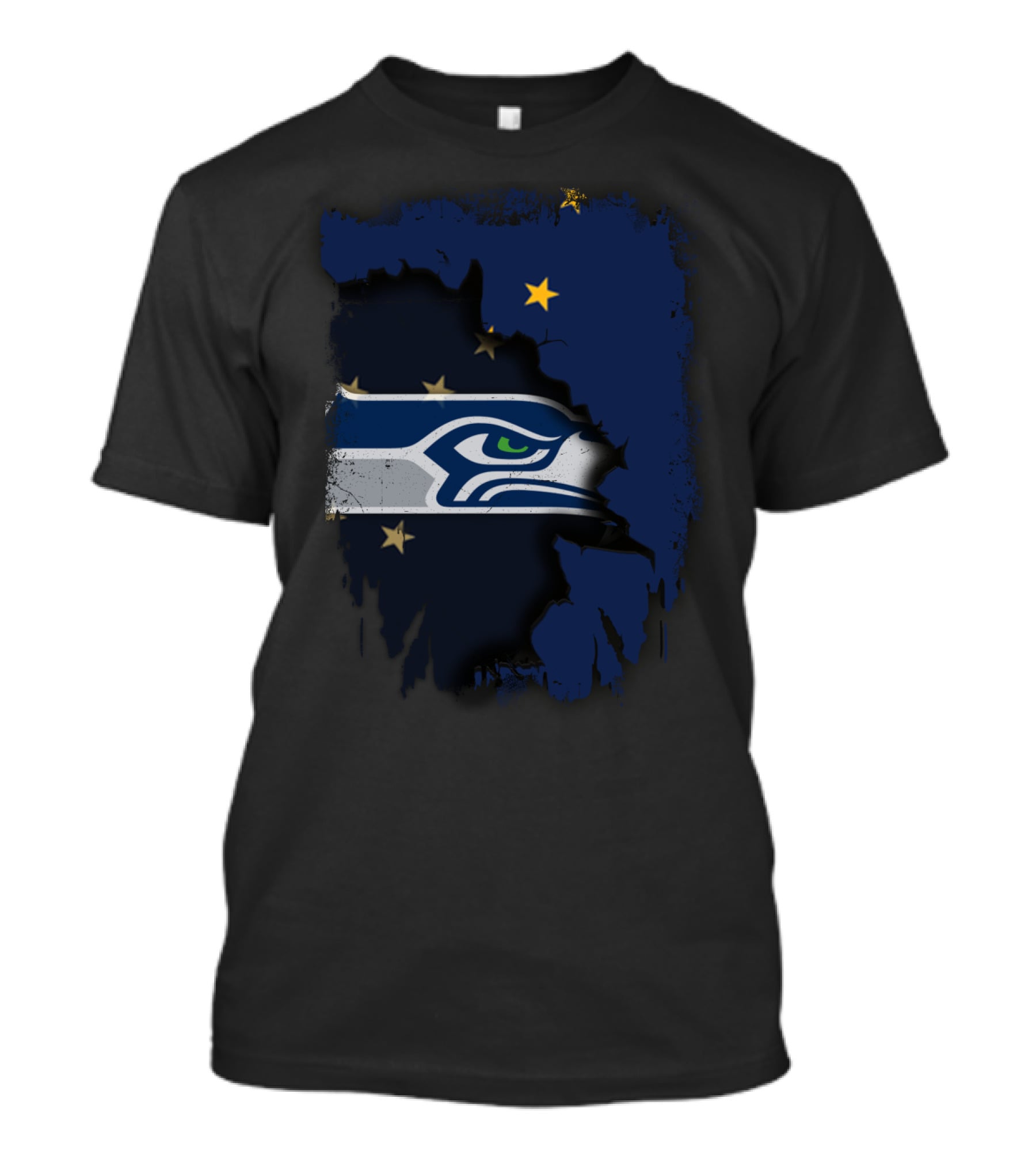 Alaska Map With Seattle Seahawks Logo And Stars T-Shirt