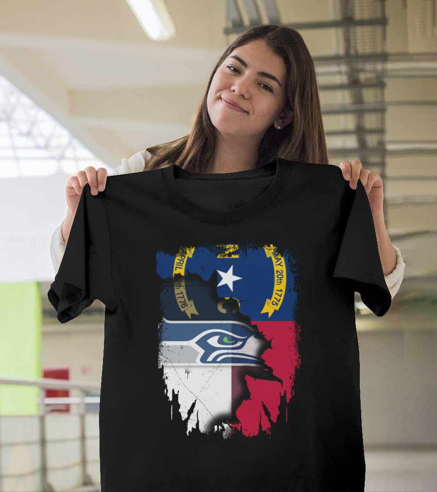 Together North Carolina Flag With Seattle Seahawks T-Shirt