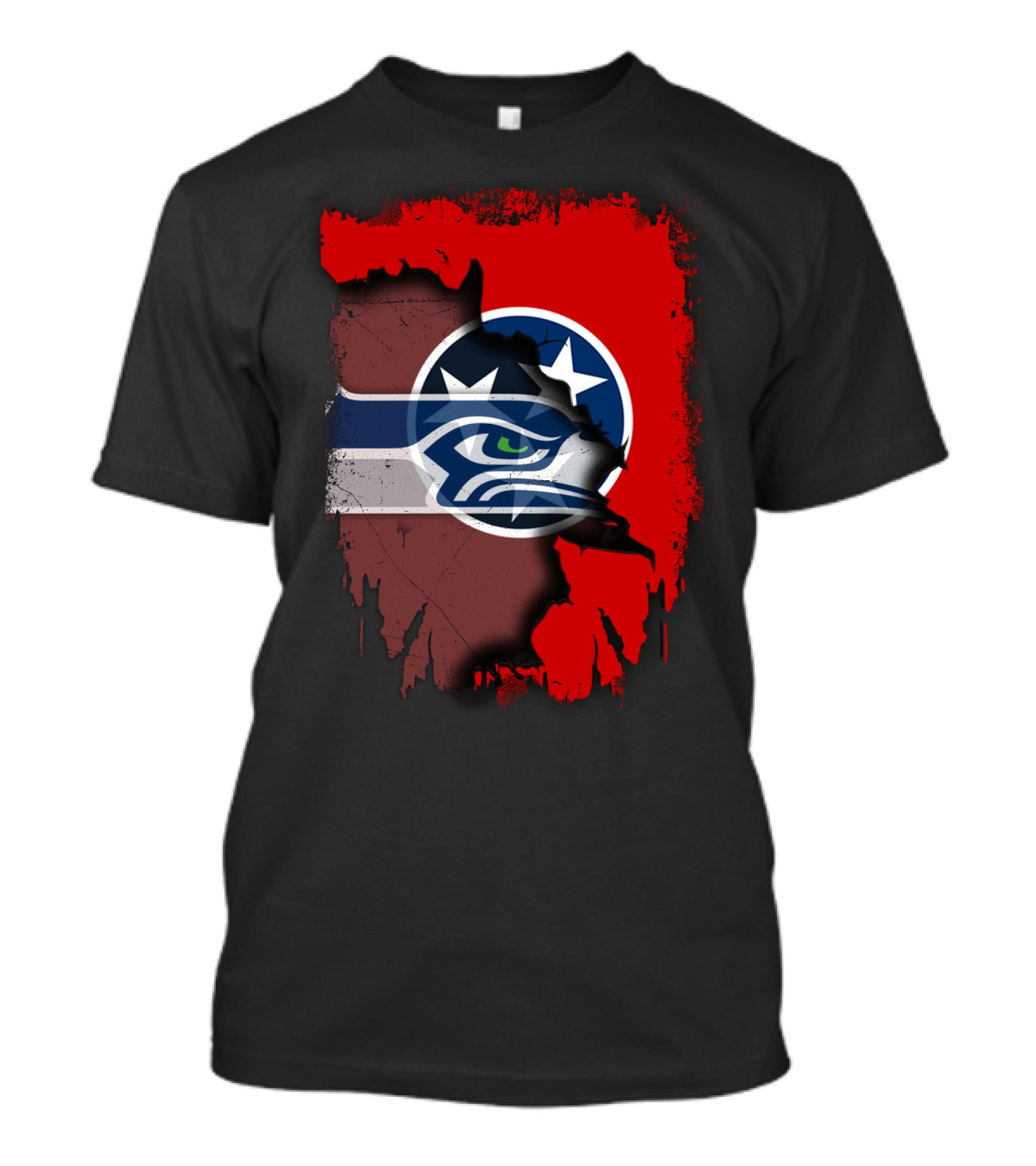 Tennessee Flag Seahawks Logo Fusion T-Shirt
