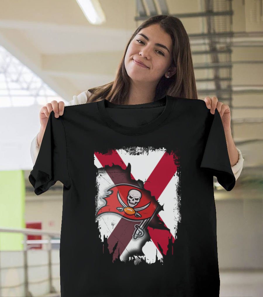 Alabama State Flag With Buccaneers Logo Together T-Shirt