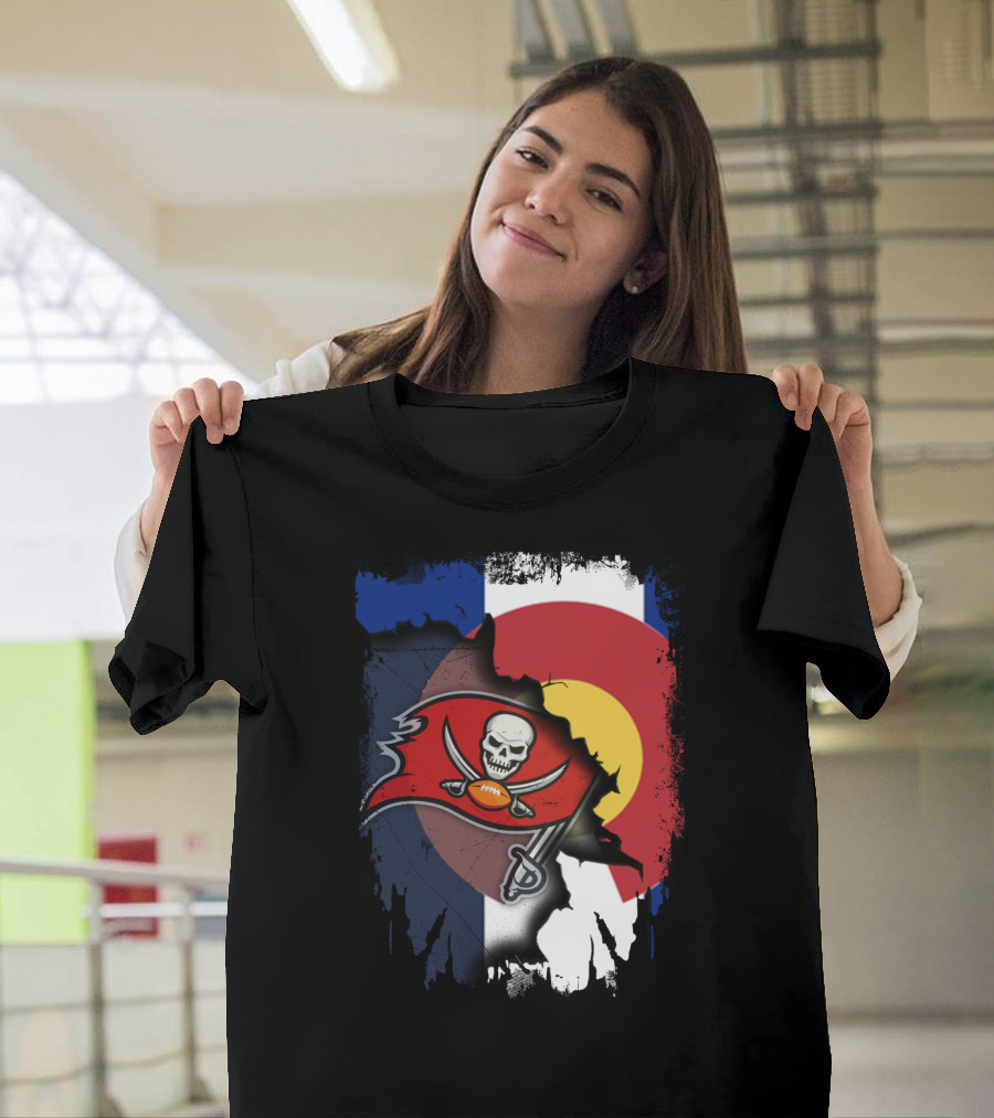 Colorado Flag with Buccaneers Logo Integration T-Shirt