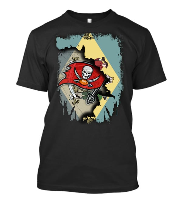 Delaware Together With Buccaneers Flag And Symbol Fusion T-Shirt