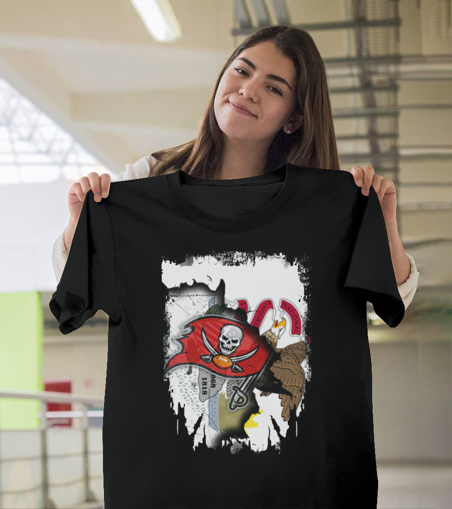 Union Illinois With Buccaneers Flag And Eagle 1868 Elements T-Shirt