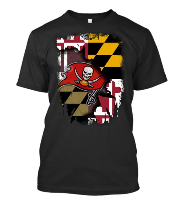 Maryland Flag And Buccaneers Logo Combination T-Shirt