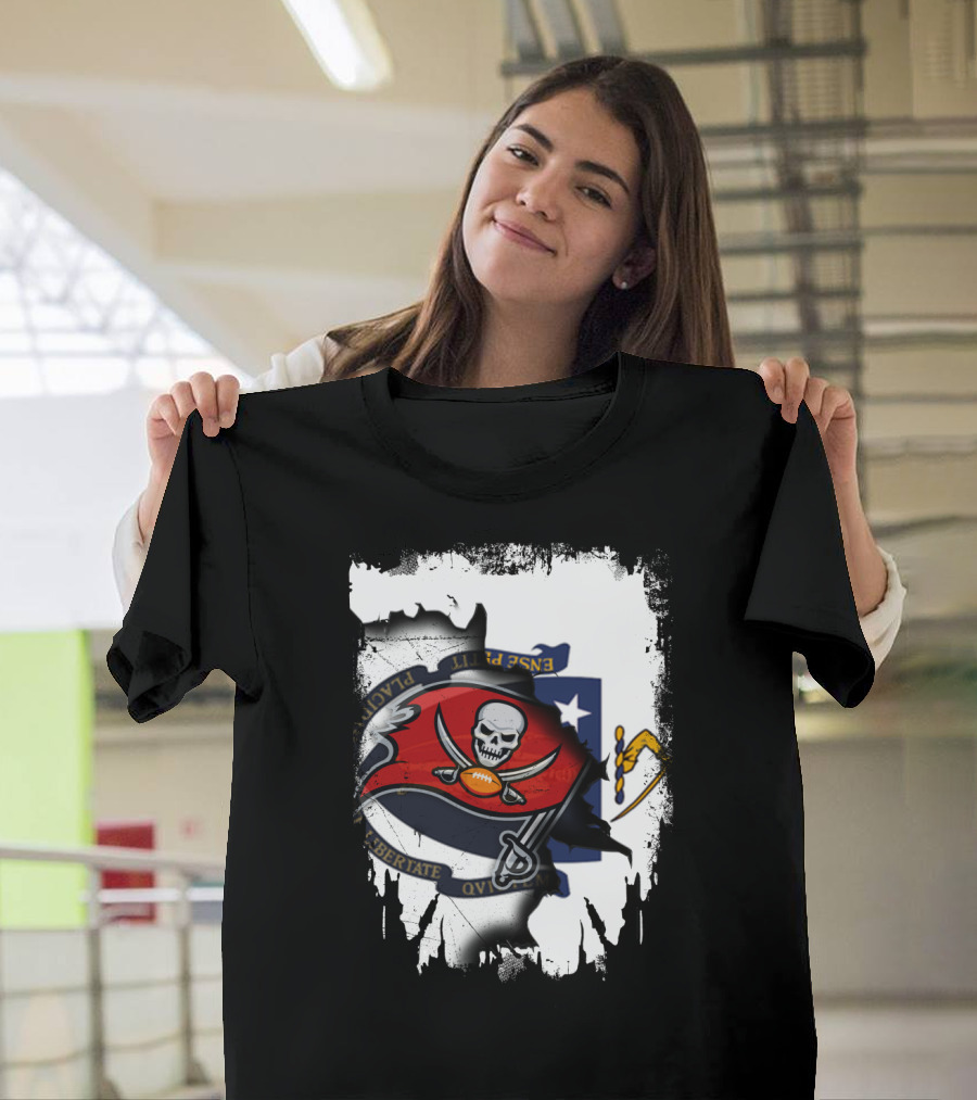 Together Massachusetts and Buccaneers Flag Fusion T-Shirt