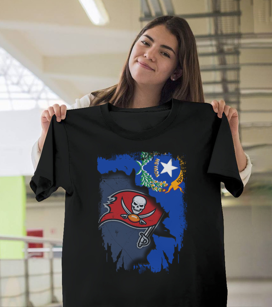 Nevada State With Buccaneers Football Flag Integration T-Shirt