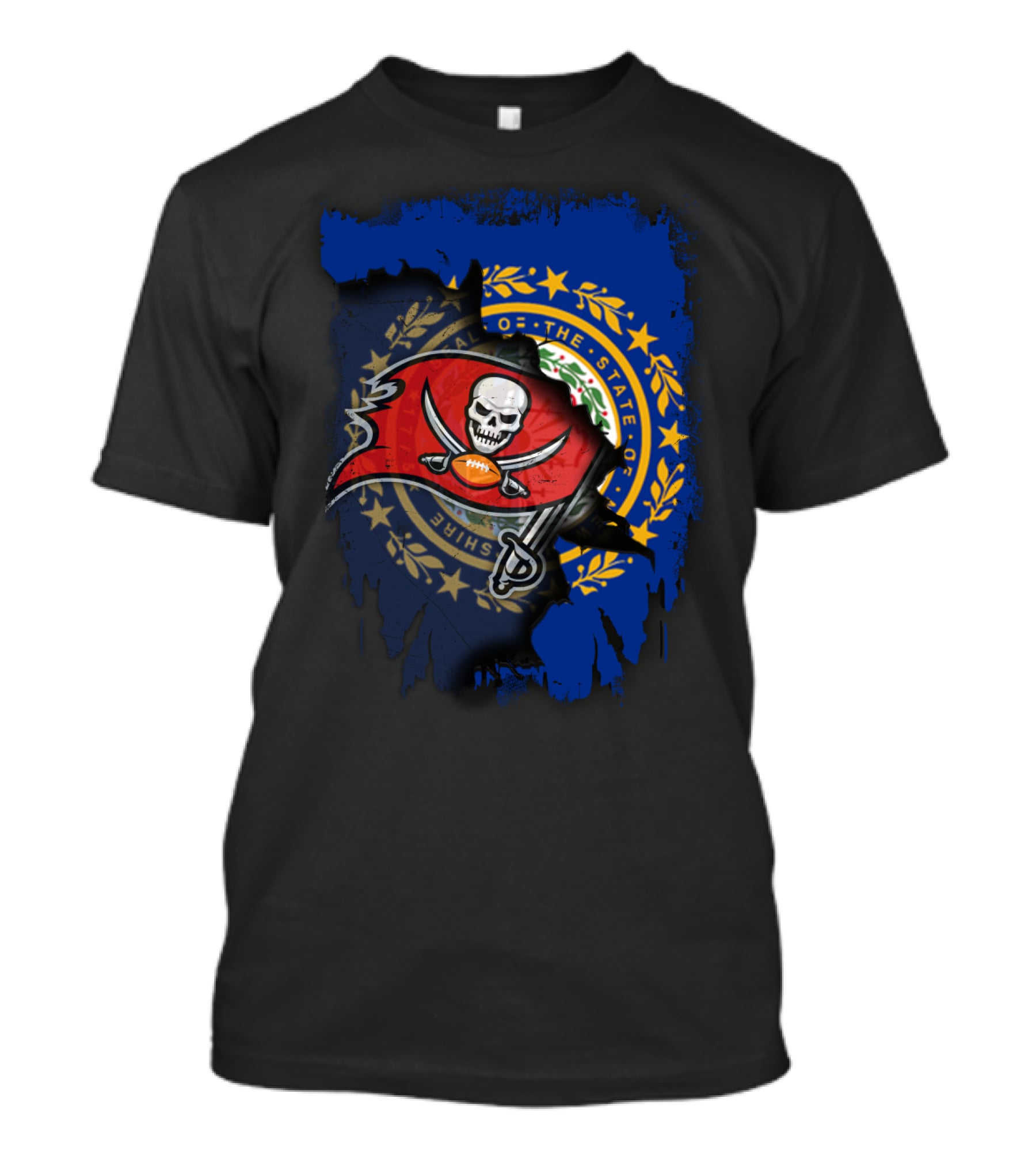 New Hampshire State Flag Combined With Tampa Bay Buccaneers T-Shirt