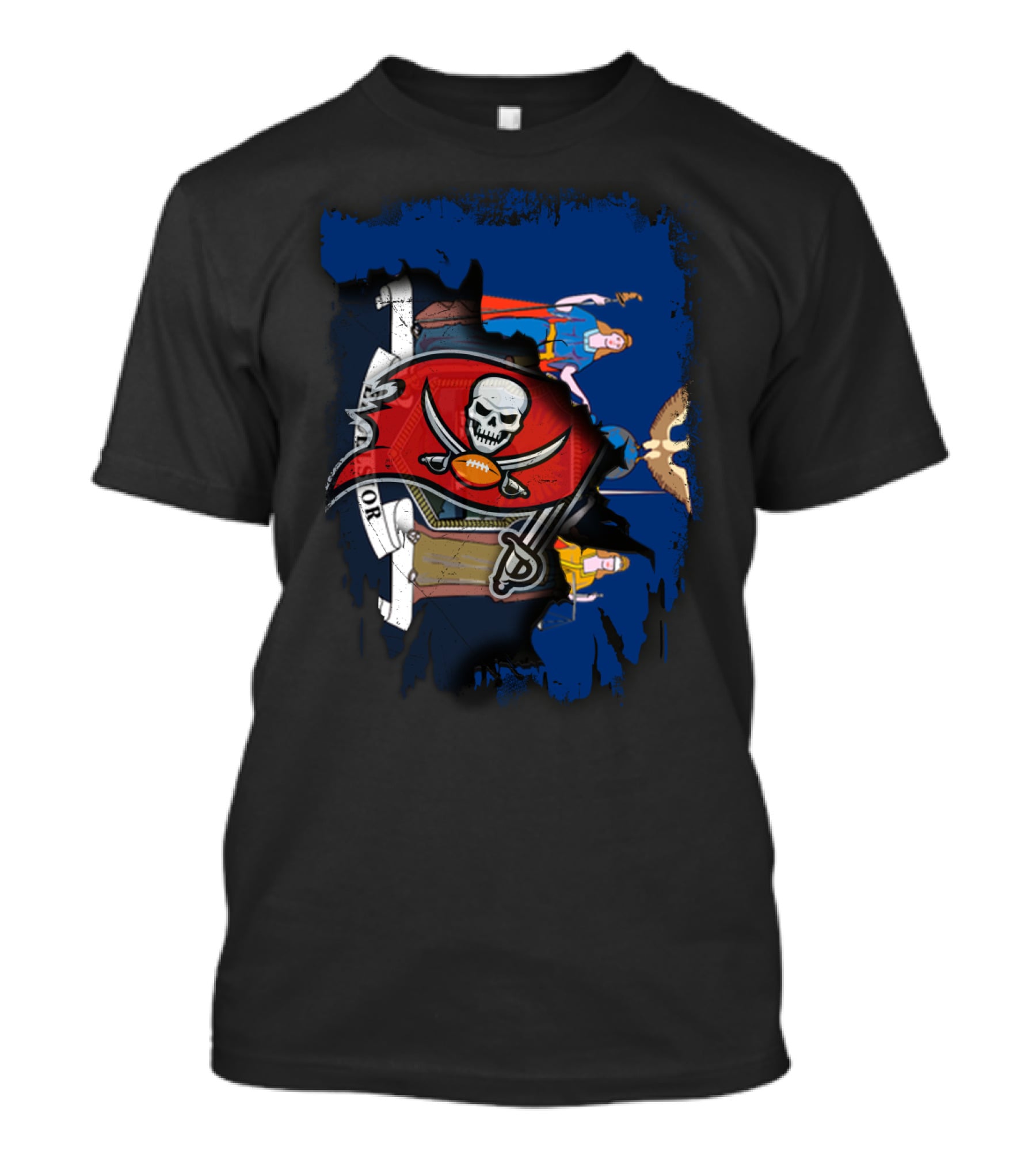 Together New York With Buccaneers Flag Logo And State T-Shirt