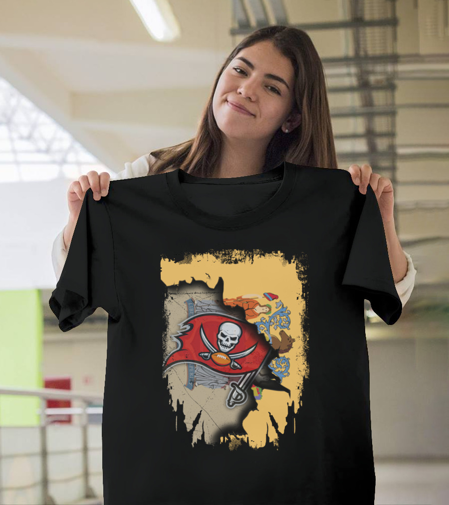 Together New Jersey Buccaneers Football Flag Map T-Shirt