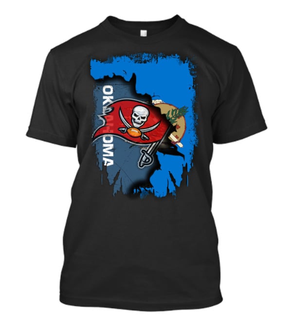 OKLAHOMA Buccaneers Flag Symbol With State Backdrop T-Shirt