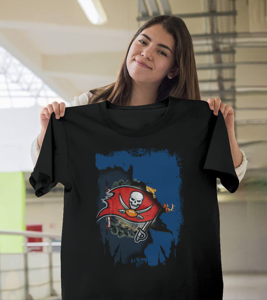 Together Vermont Buccaneers Flag with Skull and Football T-Shirt