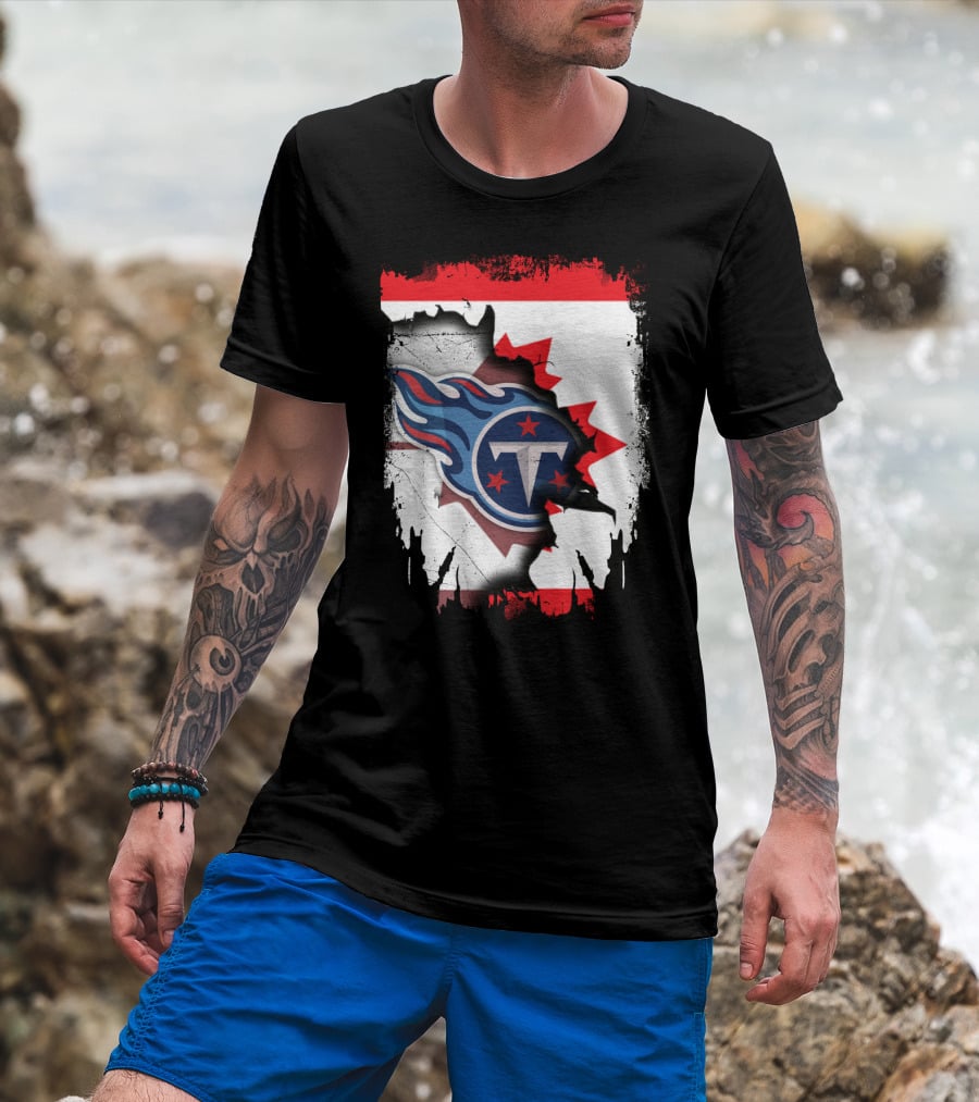 Canada Titans NFL Collaboration With Canadian Flag And Tennessee T-Shirt