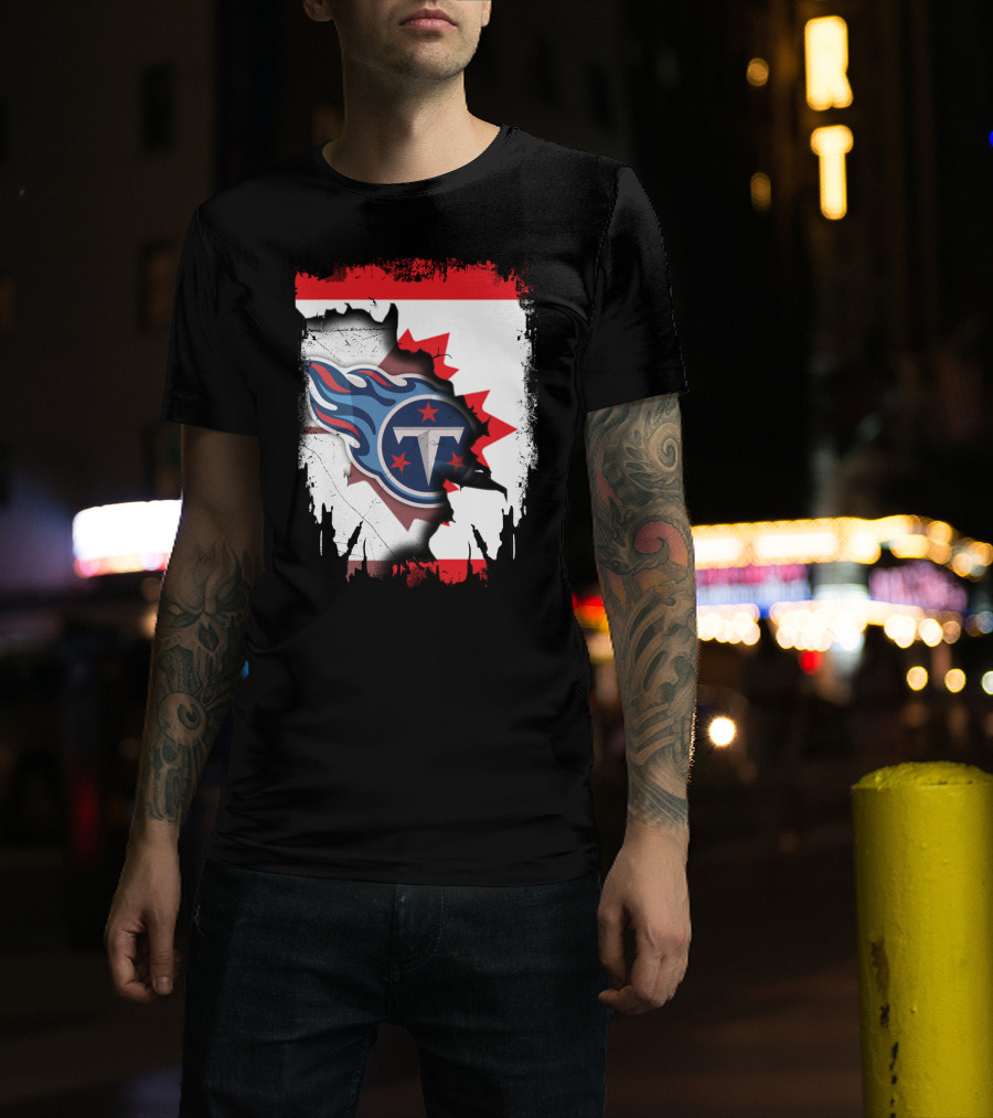Canada Titans NFL Collaboration With Canadian Flag And Tennessee T-Shirt