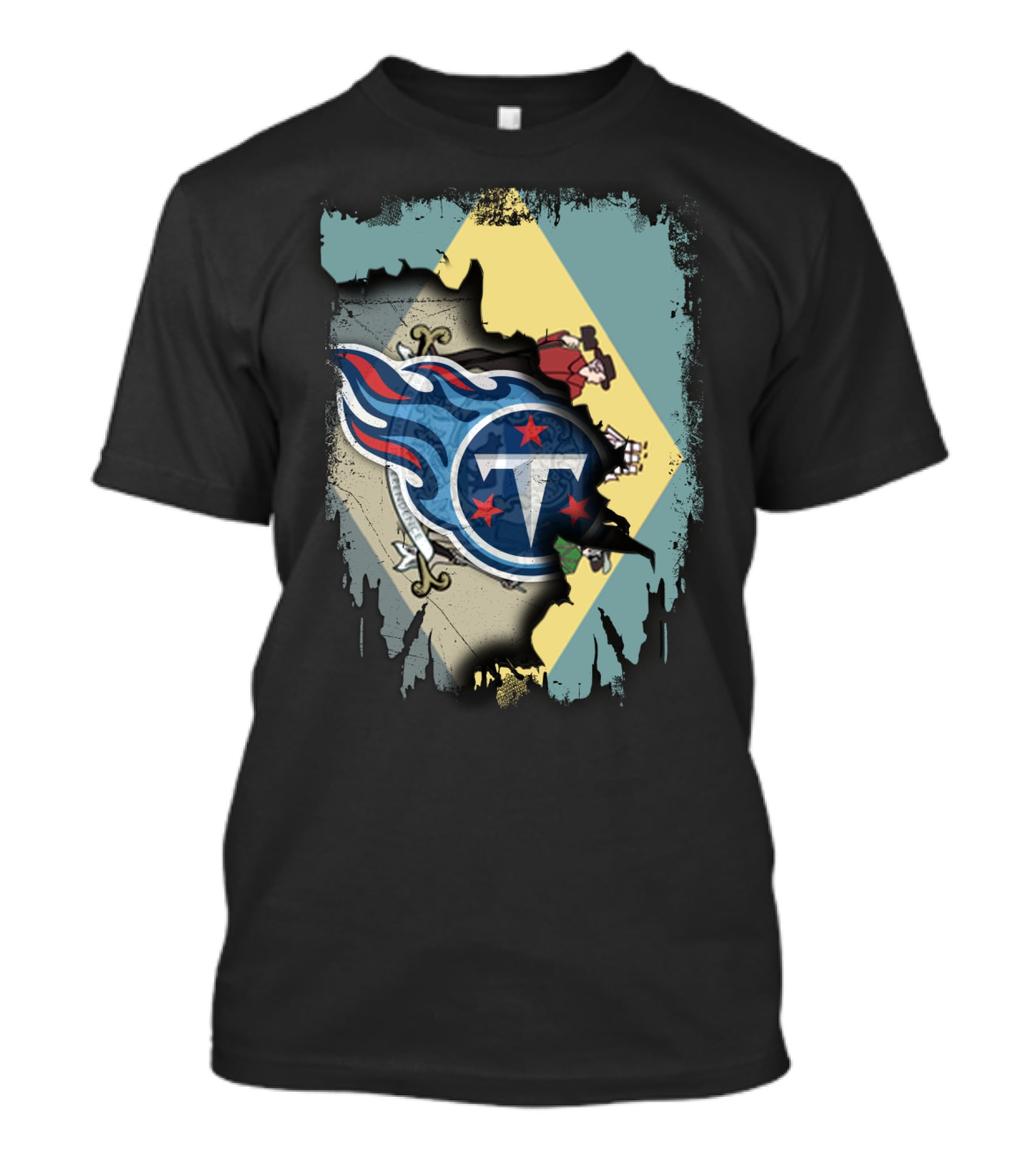Together Delaware With Titans Logo Over State Flag T-Shirt
