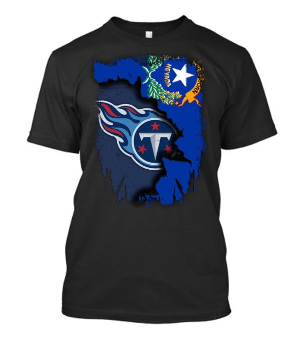 Nevada State And Tennessee Titans Logo Fusion T-Shirt