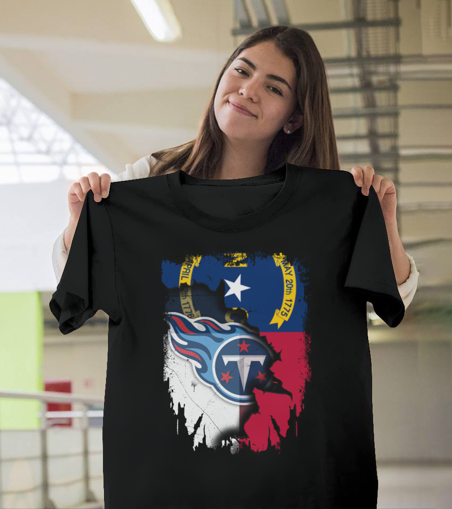 North Carolina State Pride With Tennessee Titans Logo Fusion T-Shirt