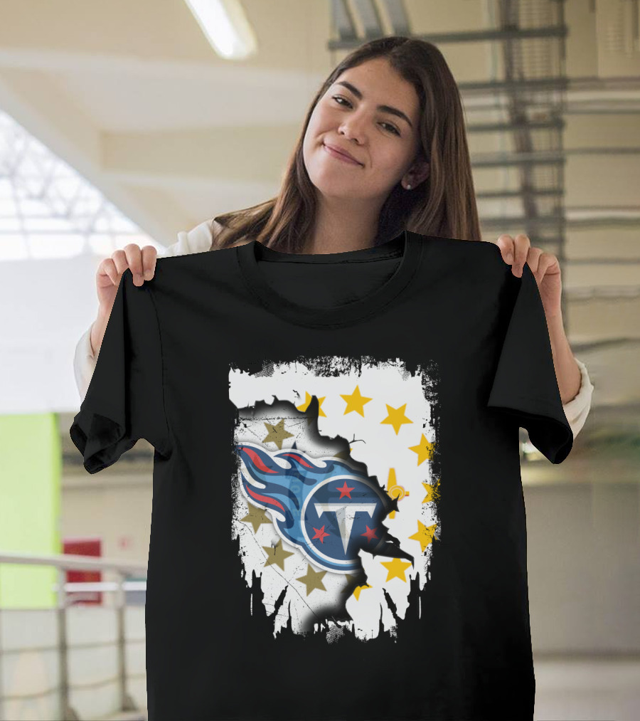 Titans Logo with Rhode Island State Flag Stars T-Shirt
