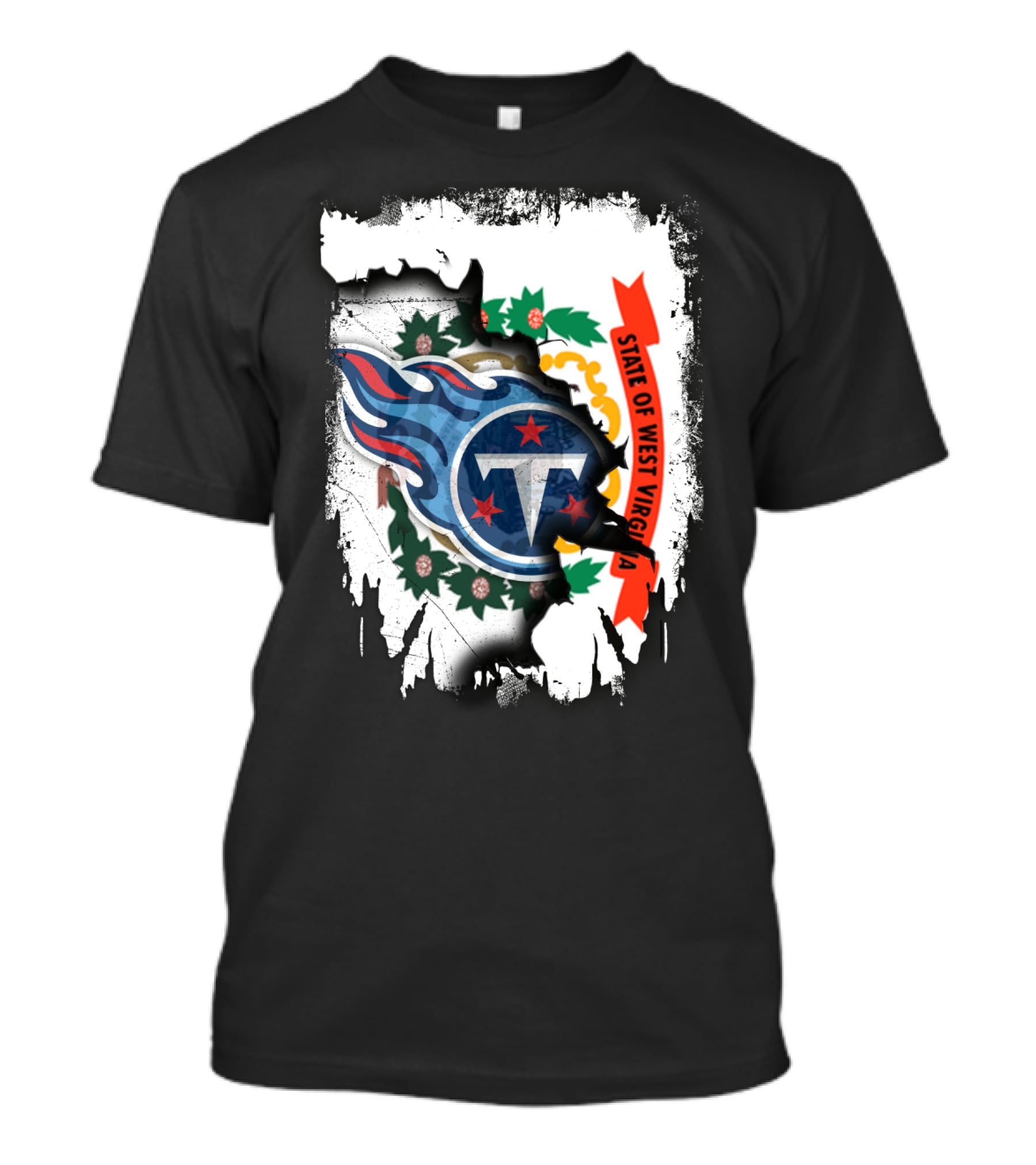 State Of West Virginia With Titans Flame T-Shirt
