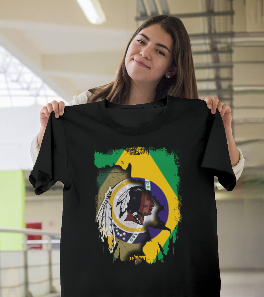 Together Brazil Flag With Redskins Football Team T-Shirt