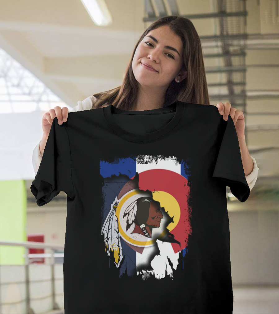 Colorado Flag Redskins Logo Together T-Shirt