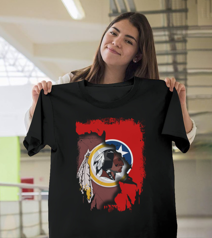 Tennessee Flag Overlay With Redskins Logo T-Shirt