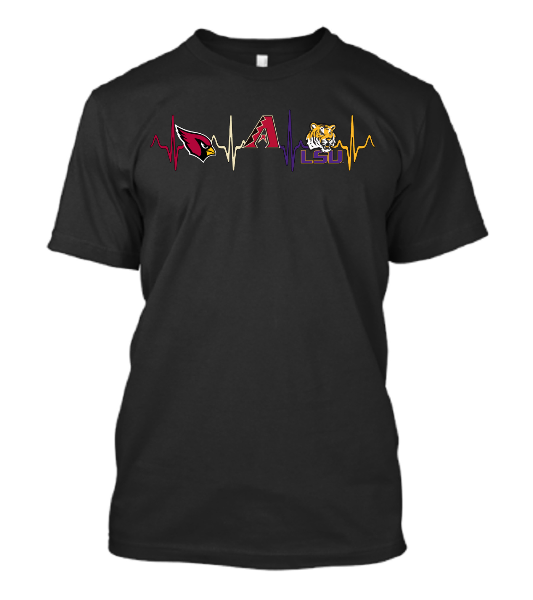 Cardinals Diamondbacks Lsu Tigers Heartbeat T-Shirt