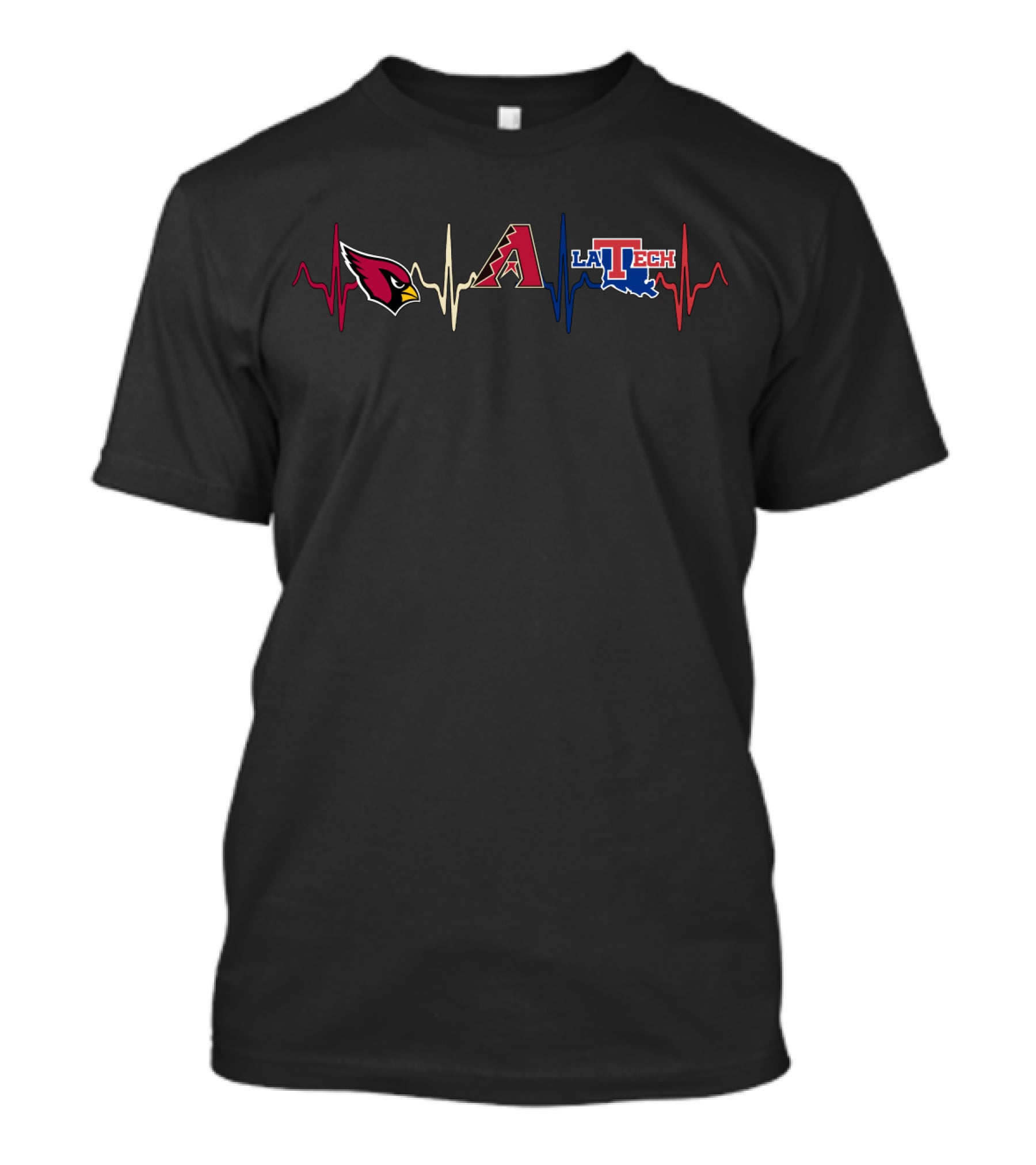 Cardinals Diamondbacks La Tech Heartbeat Logos T-Shirt