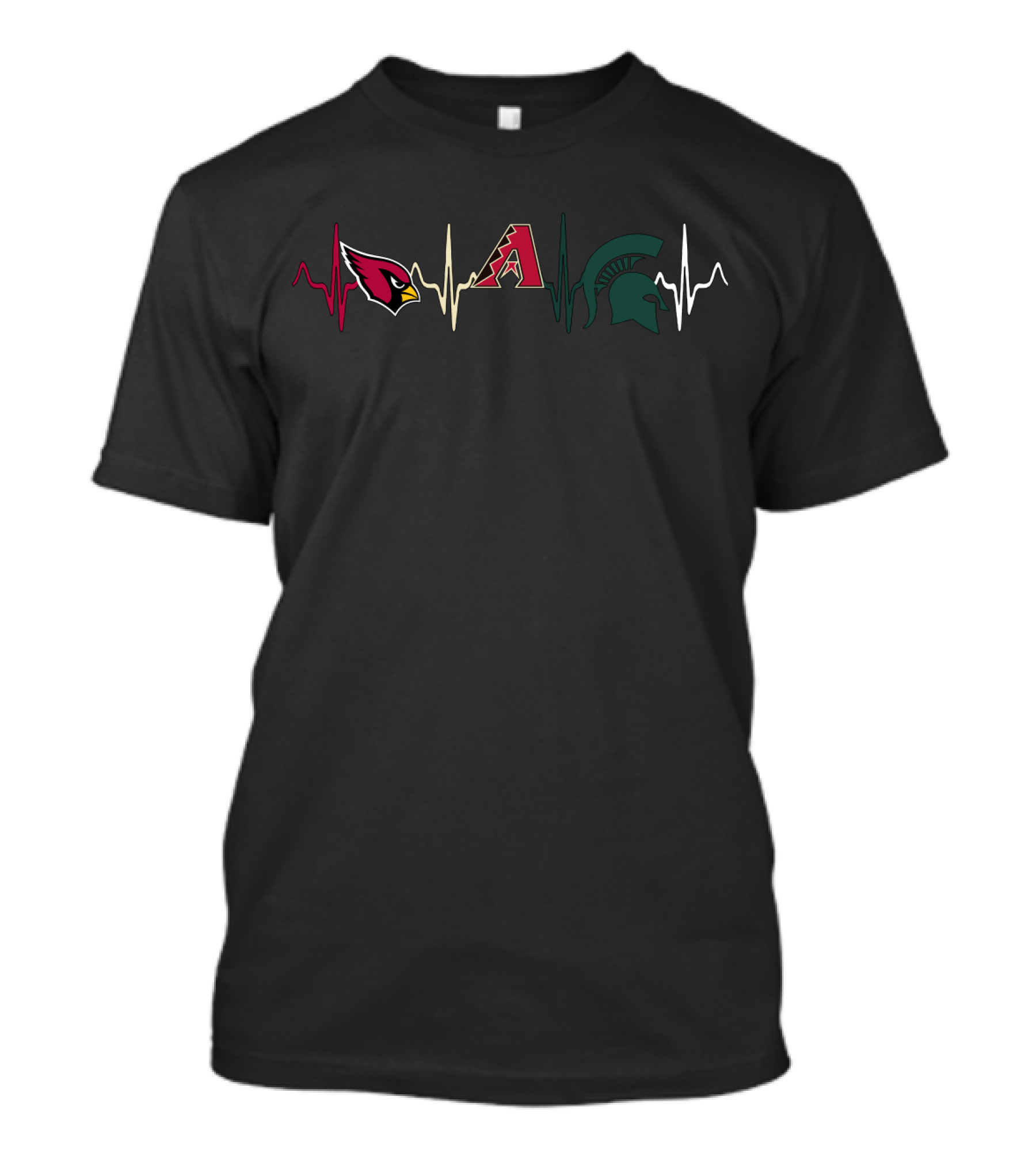 Love Cardinals Diamondbacks Spartans Heartbeat Mss T-Shirt
