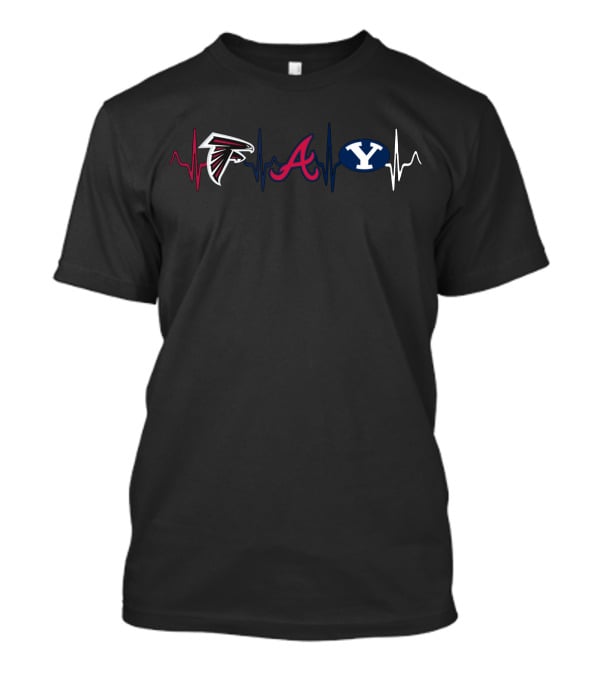 Falcons Braves Byu Heartbeat Fan Mashup T-Shirt