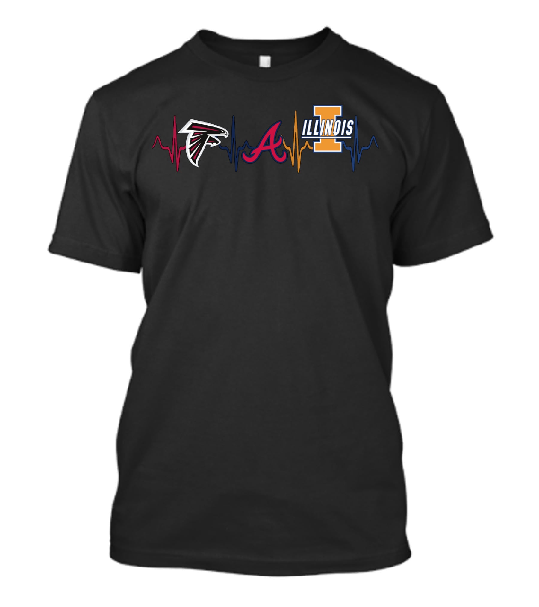 Falcons Braves Illinois Heartbeat Logos T-Shirt